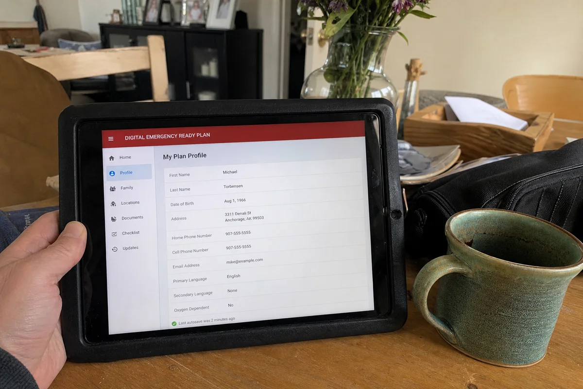 Digital Emergency Ready Plan on tablet for field use