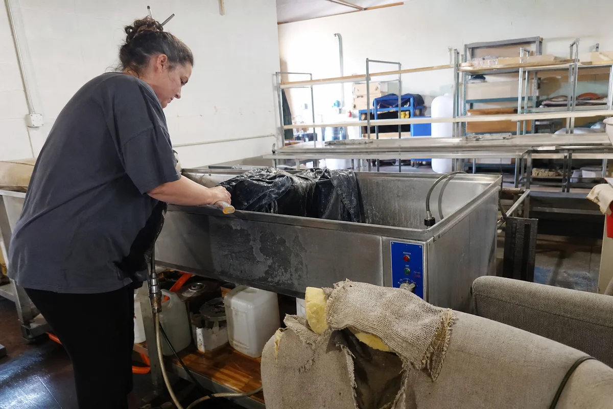 Textile cleaning equipment processing damaged items